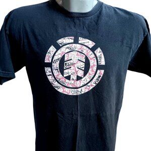 Vintage Men's T-shirt Medium Element Red Tag Crew Neck Short Sleeve Black Y2K